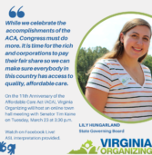 On 11th Anniversary of Affordable Care Act, Virginia Organizing and Sen. Tim Kaine to Celebrate Affordability Improvements Under the American Rescue Plan