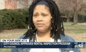 Natesha Ferrer on TV speaking about the rental inspection program