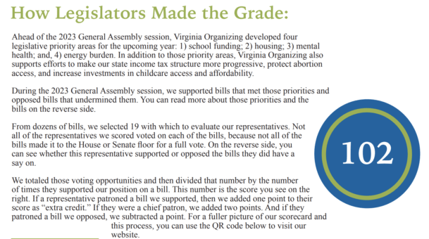2023 VIRGINIA STATE LEGISLATOR REPORT CARDS