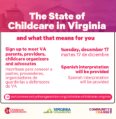 The State of Childcare in Virginia Zoom Meeting – December 17, 2024 at 7 p.m.