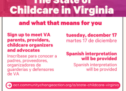 The State of Childcare in Virginia Zoom Meeting – December 17, 2024 at 7 p.m.